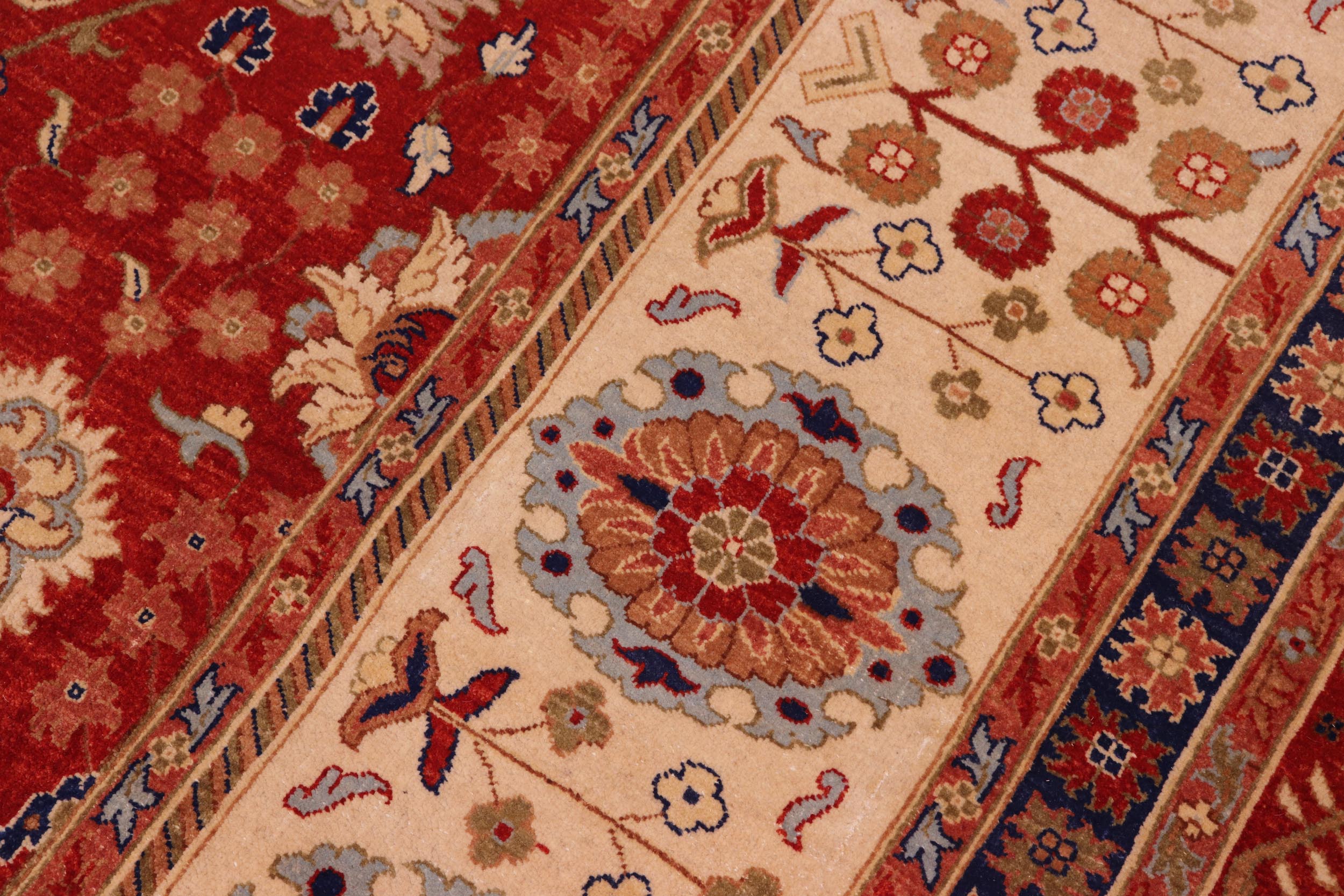 handmade Traditional Design Red Ivory Hand Knotted RECTANGLE 100% WOOL area rug 8x10