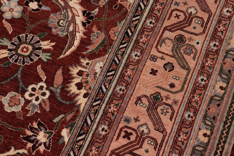 handmade Traditional Lahore Copper Rose Hand Knotted RECTANGLE 100% WOOL area rug 8' x 10'
