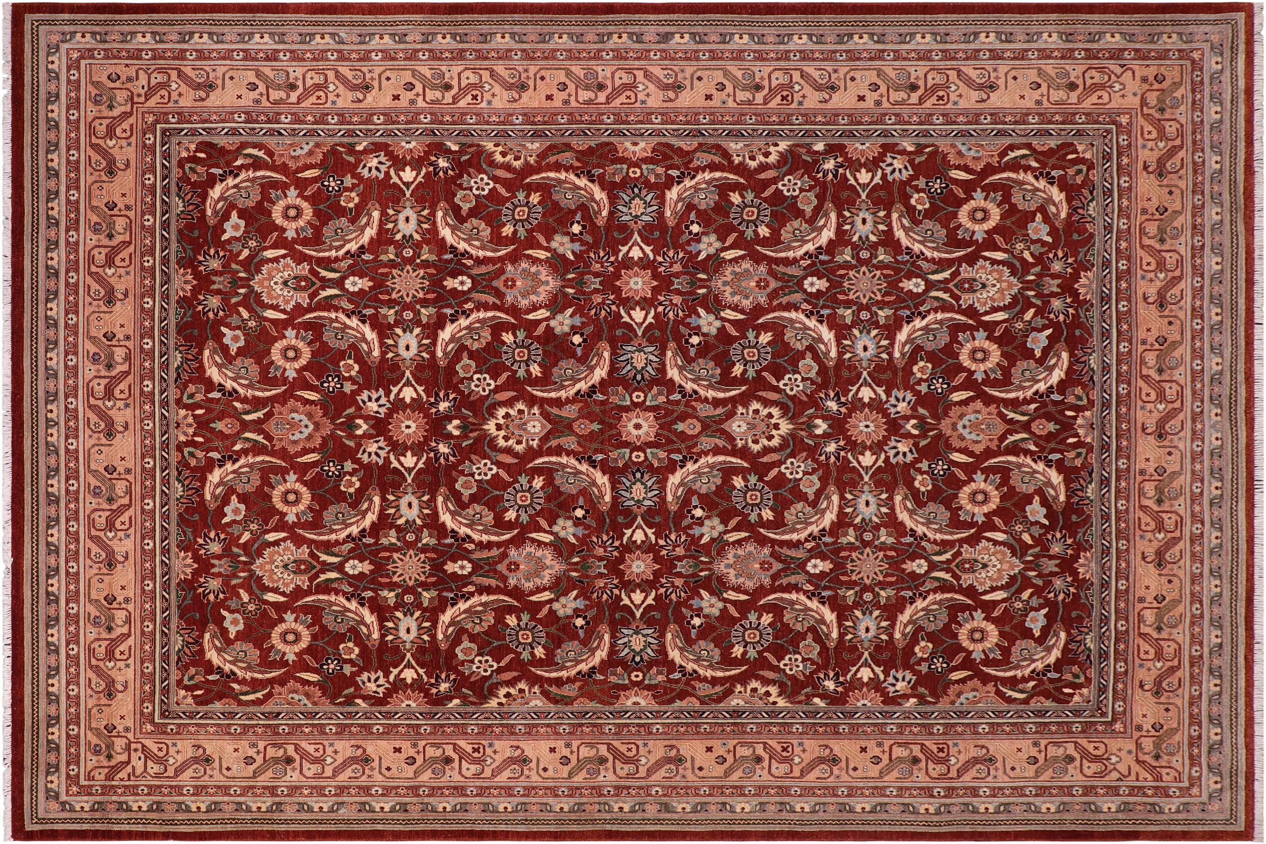 handmade Traditional Lahore Copper Rose Hand Knotted RECTANGLE 100% WOOL area rug 8' x 10'