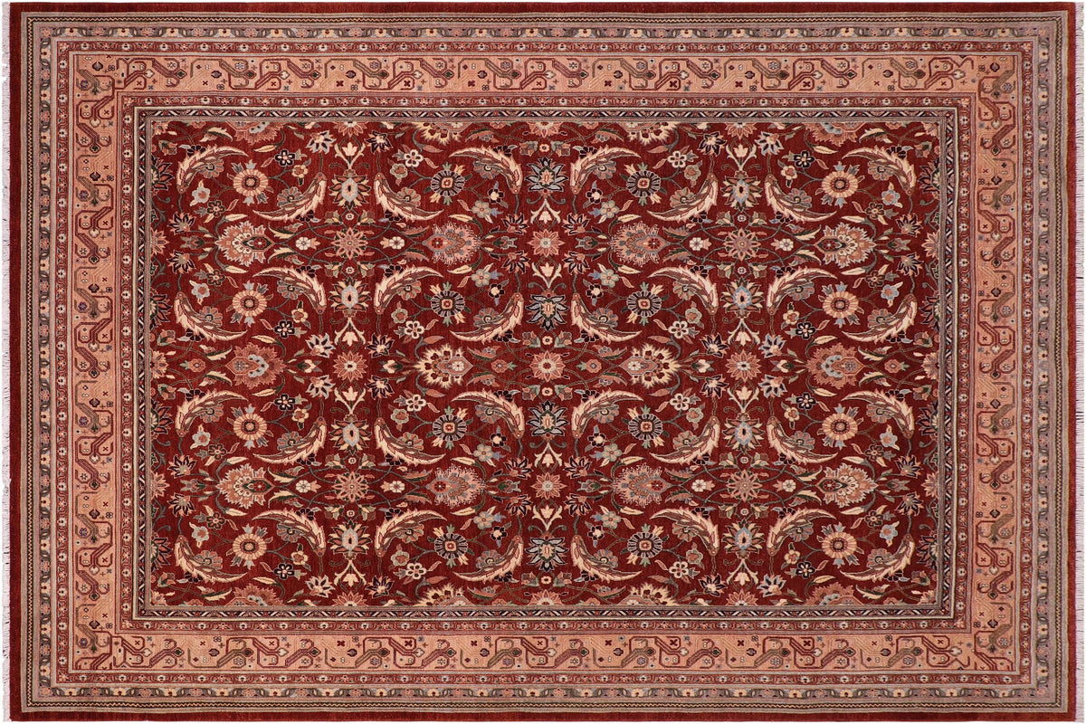 handmade Traditional Lahore Copper Rose Hand Knotted RECTANGLE 100% WOOL area rug 8' x 10'