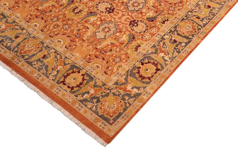 Antique Agra Ramona Orange/Gray Wool Rug - 8'2''X10'3''