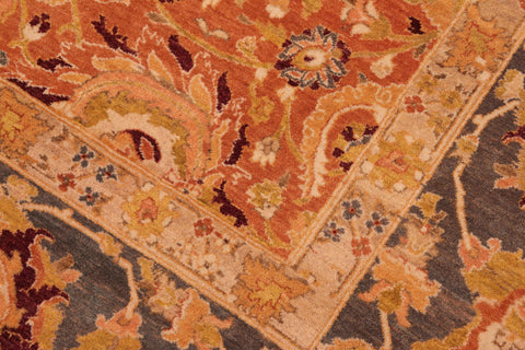 handmade Transitional Agra Orange Gray Hand Knotted RECTANGLE 100% WOOL area rug 8 x 10
