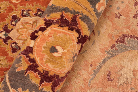 Antique Agra Ramona Orange/Gray Wool Rug - 8'2''X10'3''
