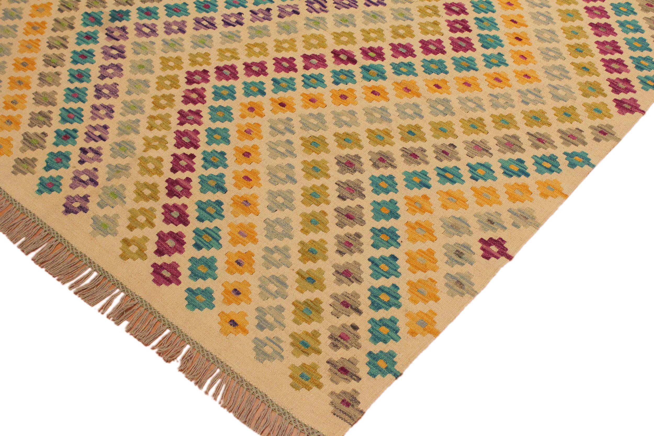 handmade Modern Kilim Beige Purple Hand-Woven RECTANGLE 100% WOOL area rug 5x7