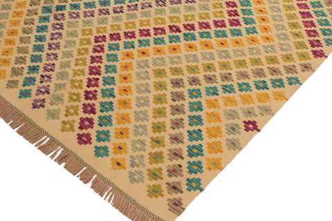 handmade Modern Kilim Beige Purple Hand-Woven RECTANGLE 100% WOOL area rug 5x7