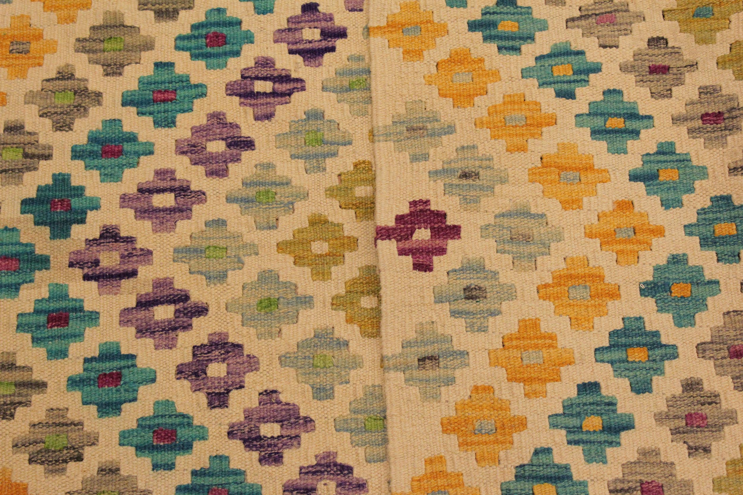 handmade Modern Kilim Beige Purple Hand-Woven RECTANGLE 100% WOOL area rug 5x7