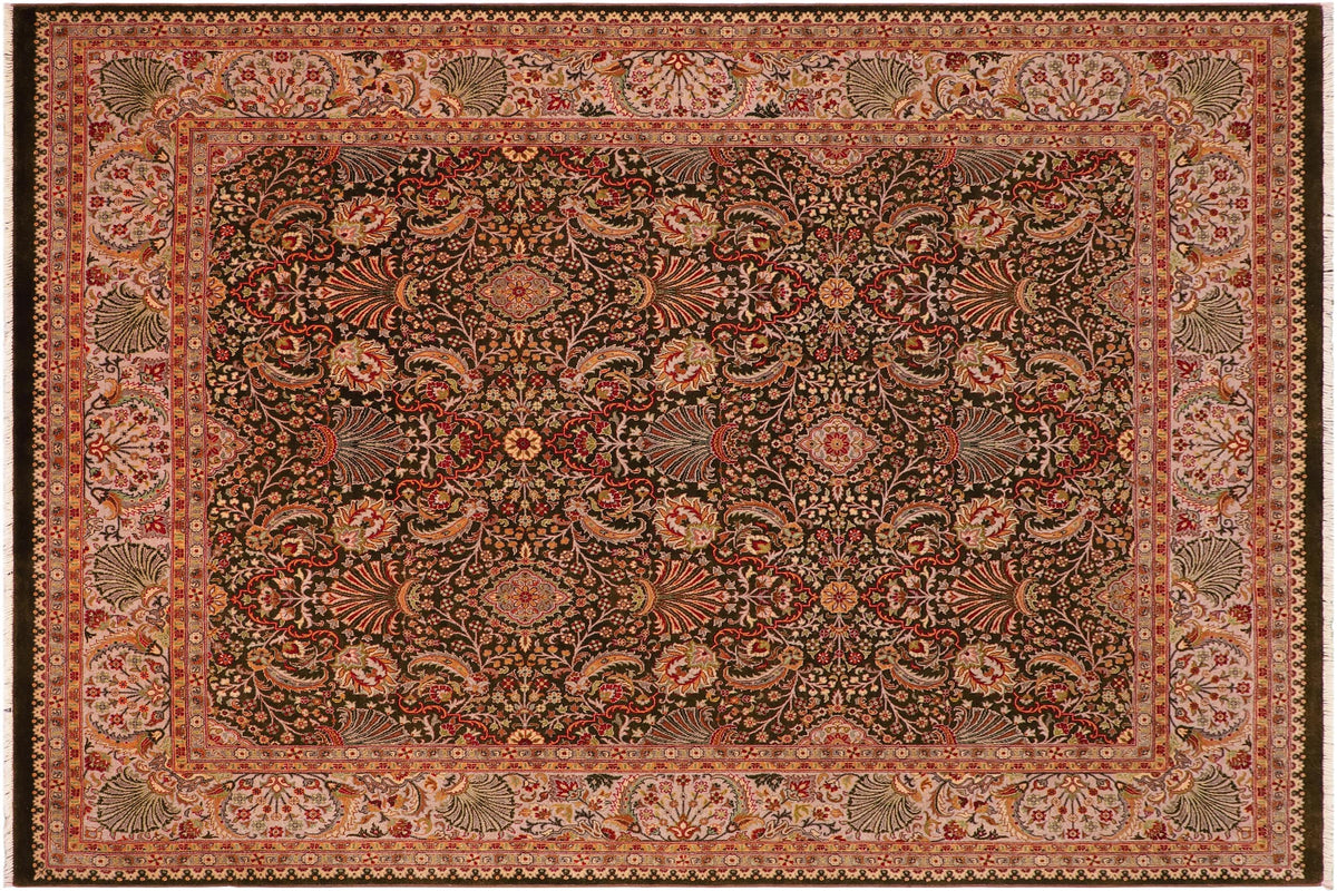 handmade Transitional Design Brown Lt. Gray Hand Knotted RECTANGLE 100% WOOL area rug 8' x 10'