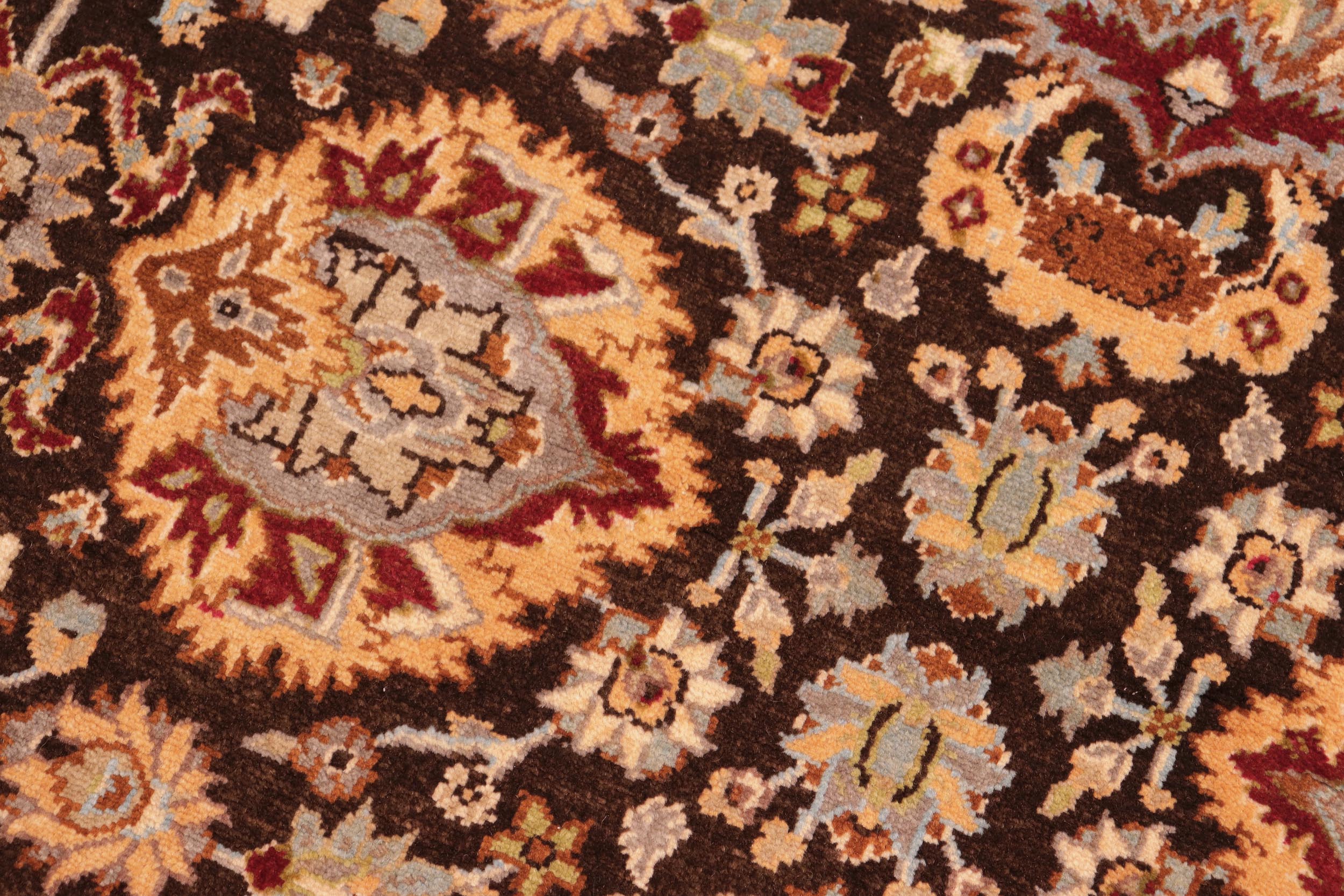 handmade Traditional Lahore Brown Gray Hand Knotted RECTANGLE 100% WOOL area rug 8' x 10'