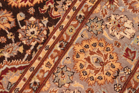 handmade Traditional Lahore Brown Gray Hand Knotted RECTANGLE 100% WOOL area rug 8' x 10'