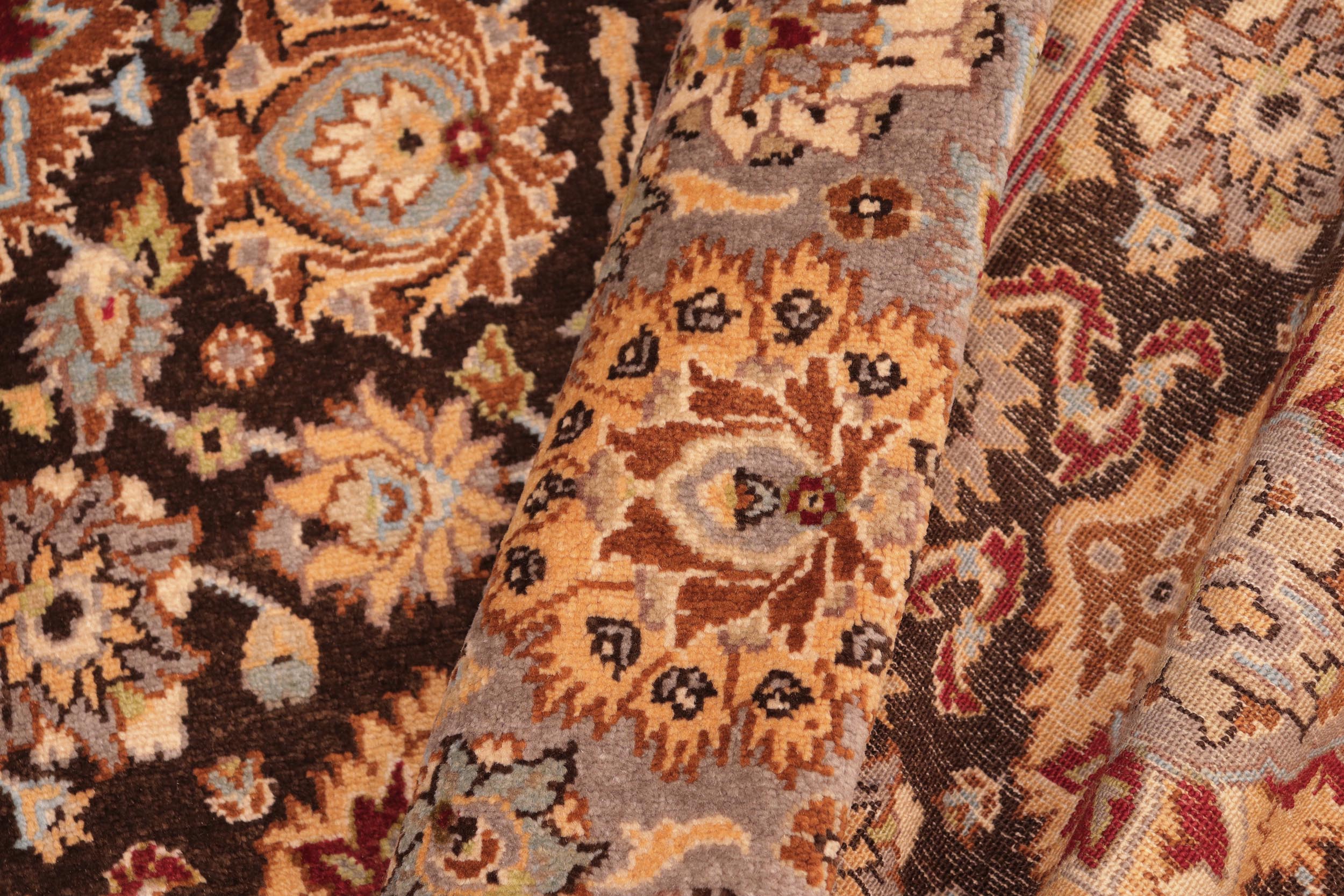 handmade Traditional Lahore Brown Gray Hand Knotted RECTANGLE 100% WOOL area rug 8' x 10'