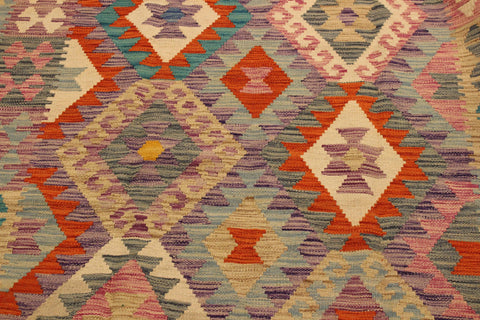 handmade Geometric Kilim Beige Rust Hand-Woven RECTANGLE 100% WOOL area rug 4 x 6
