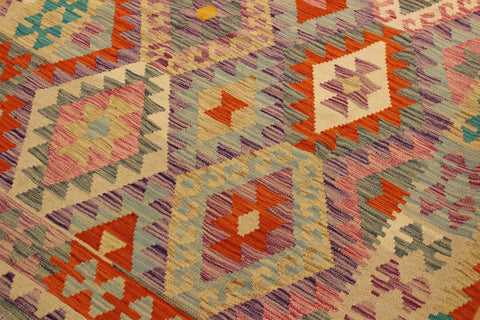 handmade Geometric Kilim Beige Rust Hand-Woven RECTANGLE 100% WOOL area rug 4 x 6