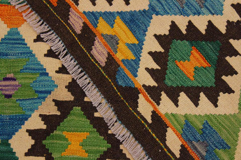 handmade Geometric Kilim Brown Beige Hand-Woven RECTANGLE 100% WOOL area rug 6 x 8