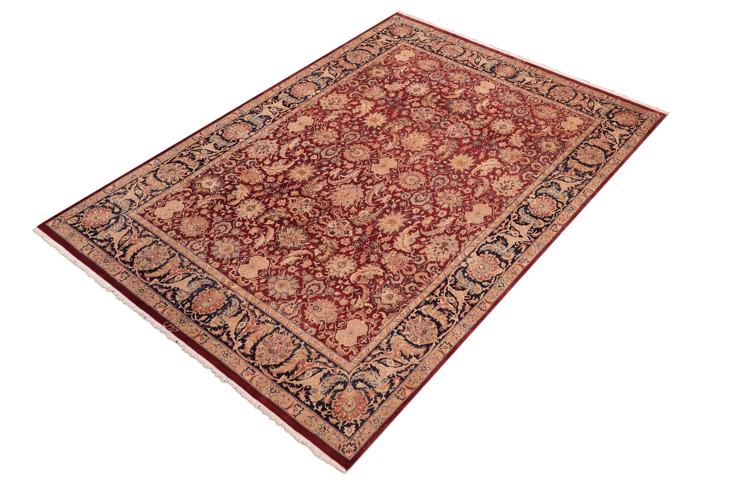 handmade Transitional  Red Blue Hand Knotted RECTANGLE 100% WOOL area rug 8x10