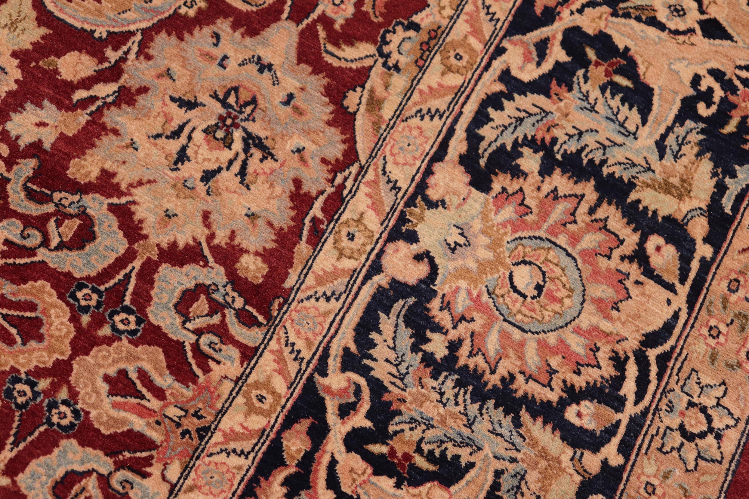 handmade Transitional  Red Blue Hand Knotted RECTANGLE 100% WOOL area rug 8x10