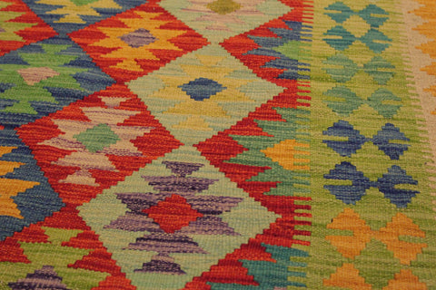 handmade Geometric Kilim Gold Red Hand-Woven RECTANGLE 100% WOOL area rug 5 x 7