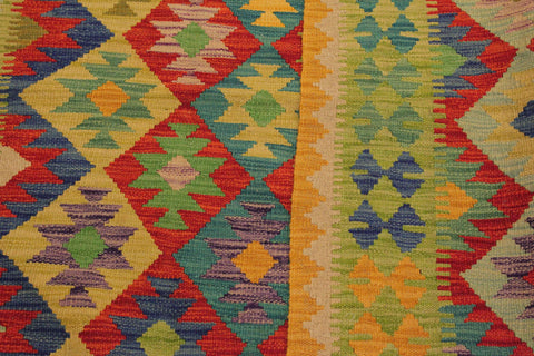 handmade Geometric Kilim Gold Red Hand-Woven RECTANGLE 100% WOOL area rug 5 x 7