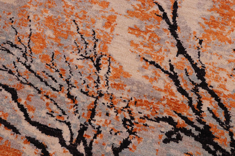 handmade Modern Kafkaz Black Orange Hand Knotted RECTANGLE 100% WOOL area rug 6' x 9'
