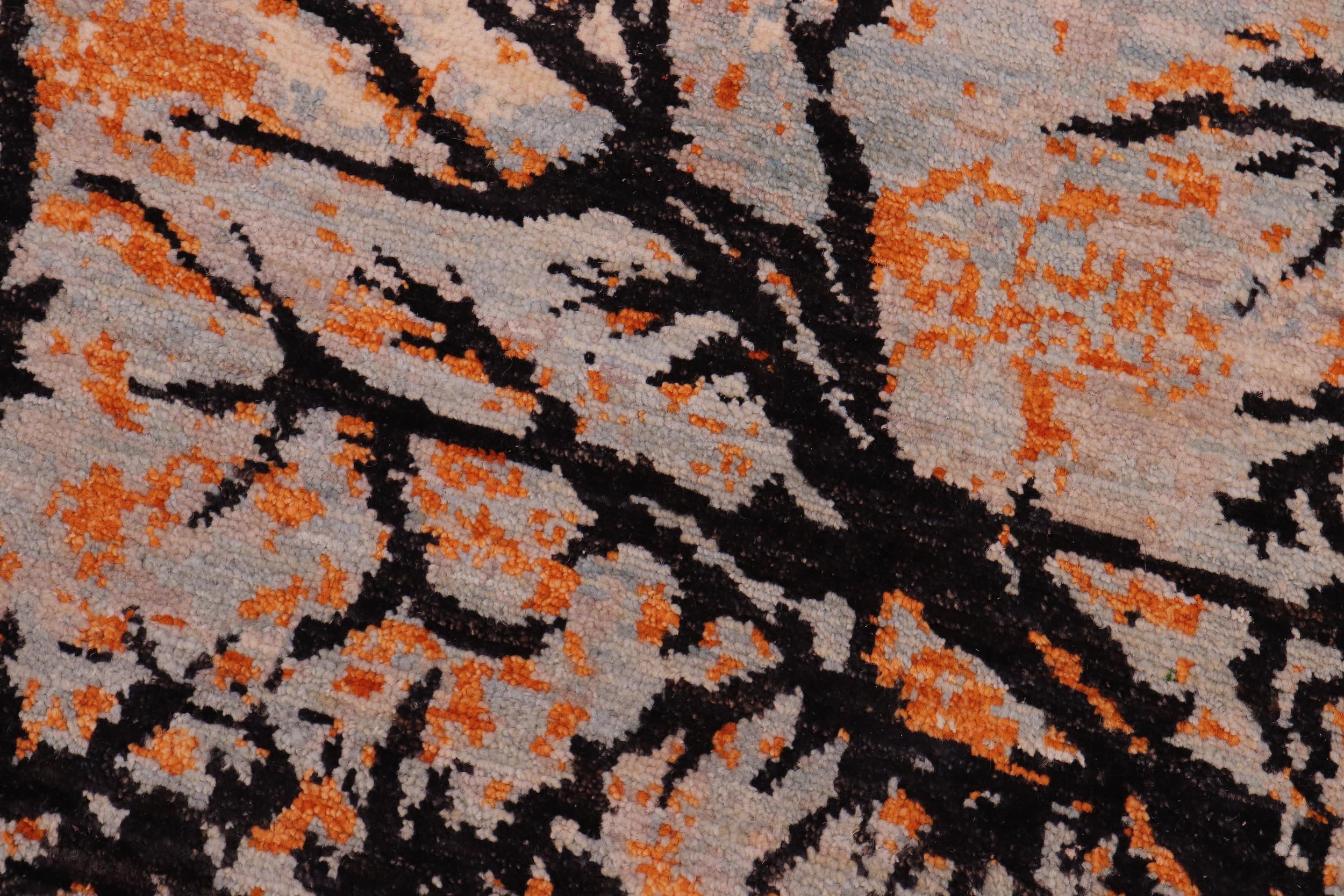 handmade Modern Kafkaz Black Orange Hand Knotted RECTANGLE 100% WOOL area rug 6' x 9'