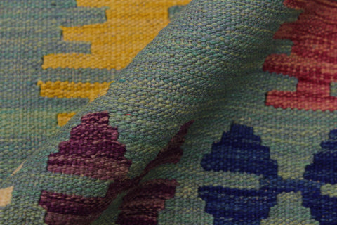 handmade Modern Kilim Gray Blue Hand-Woven RECTANGLE 100% WOOL area rug 5x7