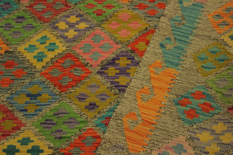 handmade Geometric Kilim Brown Rust Hand-Woven RECTANGLE 100% WOOL area rug 6 x 8