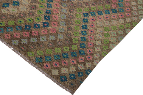 handmade Modern Kilim Gray Green Hand-Woven RECTANGLE 100% WOOL area rug 6x8