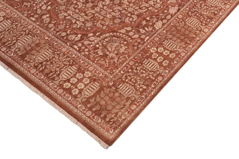 handmade Traditional Tajdar Brown Brown Hand Knotted RECTANGLE 100% WOOL area rug 8 x 10