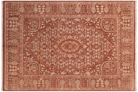 handmade Traditional Tajdar Brown Brown Hand Knotted RECTANGLE 100% WOOL area rug 8 x 10