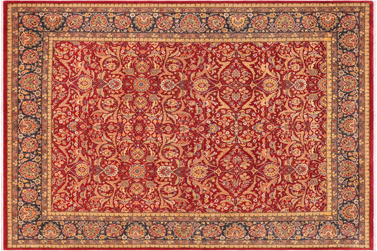 handmade Traditional Design Red Blue Hand Knotted RECTANGLE 100% WOOL area rug 8' x 10'