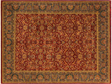 Turkish Knotted Istanbul Geneva Red/Blue Wool Rug - 7'11'' x 10'4''
