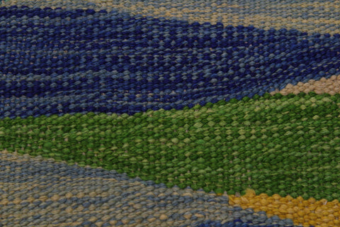 handmade Modern Kilim Blue Gray Hand-Woven RECTANGLE 100% WOOL area rug 7x10