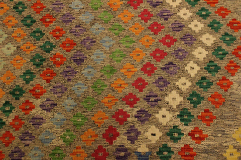 handmade Modern Kilim Brown Green Hand-Woven RECTANGLE 100% WOOL area rug 5x7