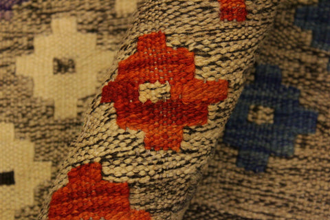 handmade Modern Kilim Brown Green Hand-Woven RECTANGLE 100% WOOL area rug 5x7