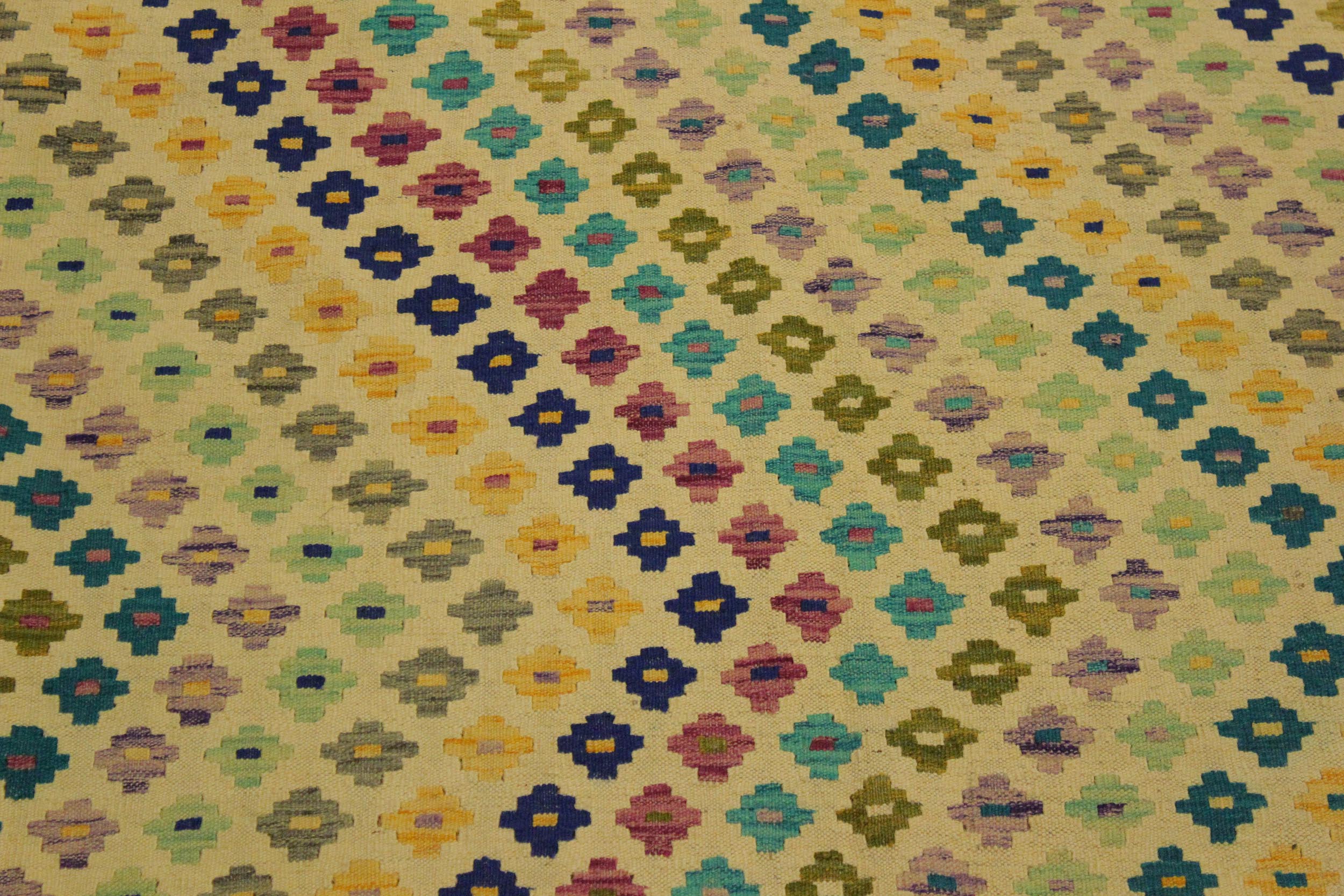 handmade Modern Kilim Beige Blue Hand-Woven RECTANGLE 100% WOOL area rug 7x10