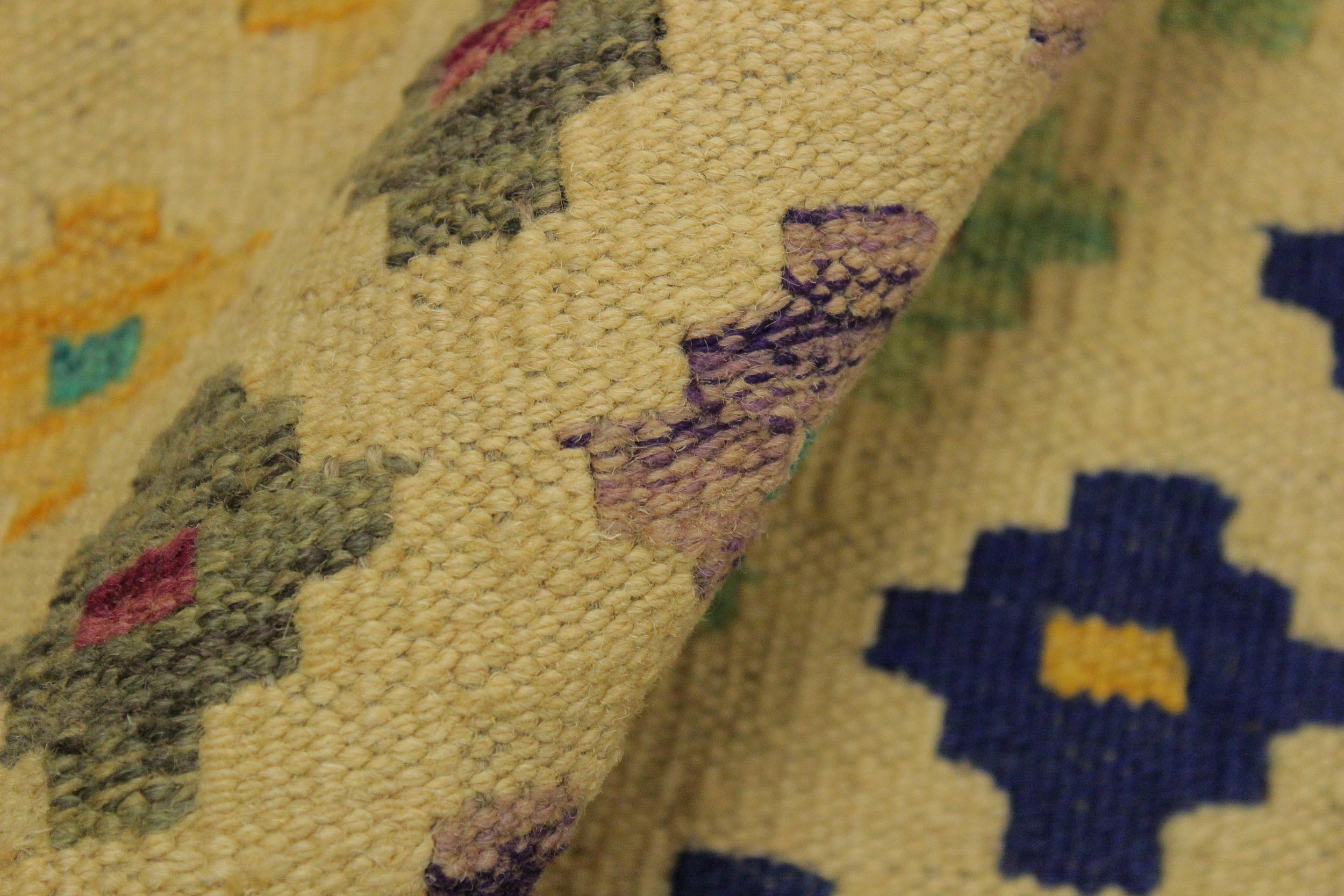 handmade Modern Kilim Beige Blue Hand-Woven RECTANGLE 100% WOOL area rug 7x10