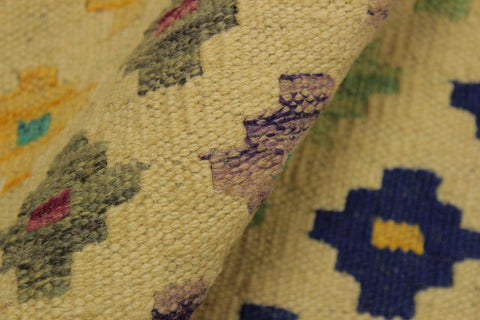 handmade Modern Kilim Beige Blue Hand-Woven RECTANGLE 100% WOOL area rug 7x10