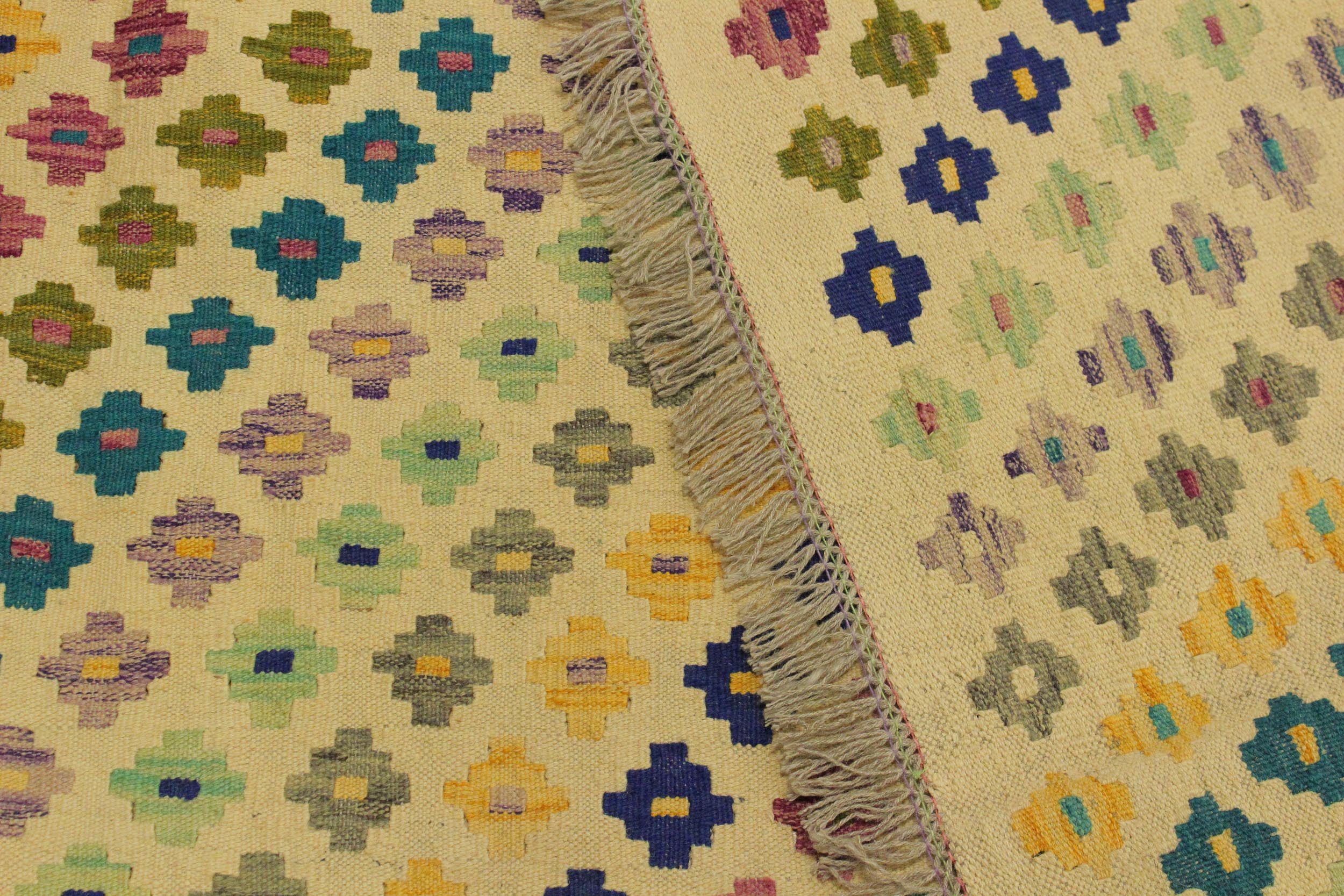 handmade Modern Kilim Beige Blue Hand-Woven RECTANGLE 100% WOOL area rug 7x10