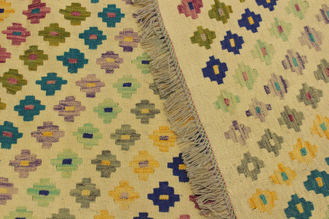 handmade Modern Kilim Beige Blue Hand-Woven RECTANGLE 100% WOOL area rug 7x10