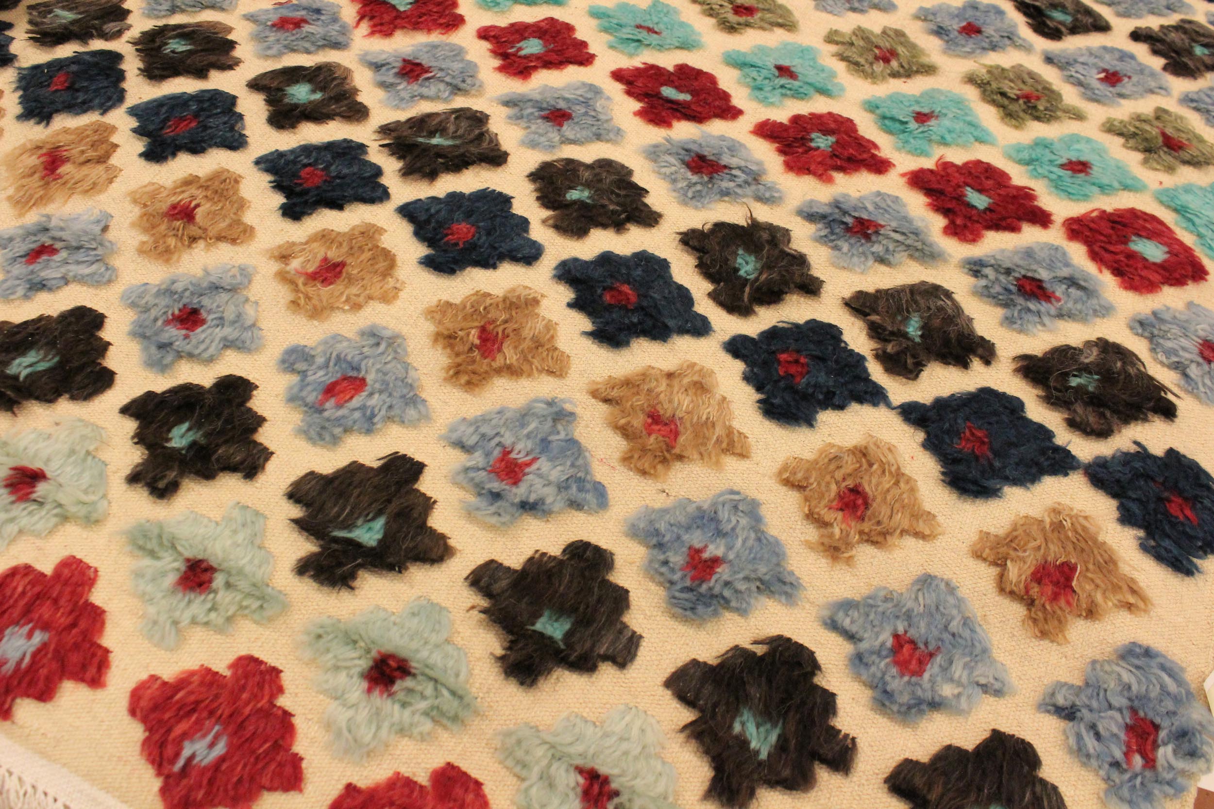 handmade Geometric Moroccan Hi Beige Blue Hand Knotted RECTANGLE 100% WOOL area rug 8' x 10'