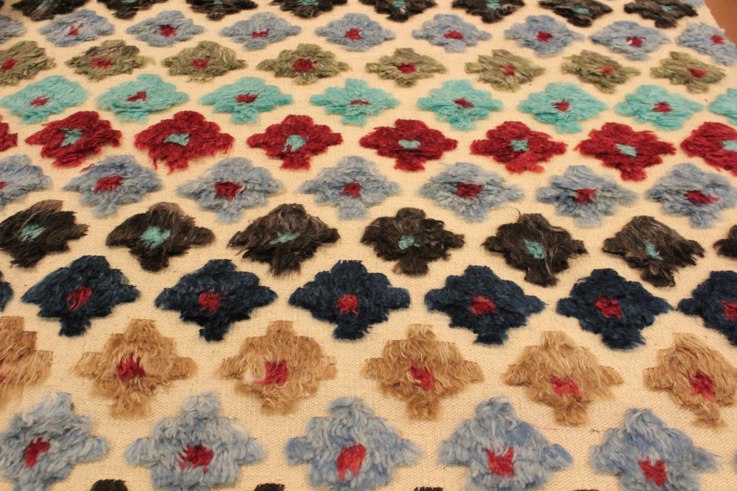 handmade Geometric Moroccan Hi Beige Blue Hand Knotted RECTANGLE 100% WOOL area rug 8' x 10'