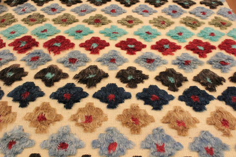 handmade Geometric Moroccan Hi Beige Blue Hand Knotted RECTANGLE 100% WOOL area rug 8' x 10'