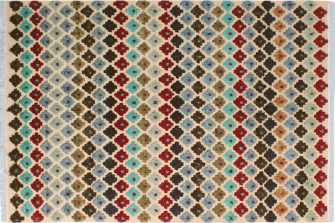 handmade Geometric Moroccan Hi Beige Blue Hand Knotted RECTANGLE 100% WOOL area rug 8' x 10'