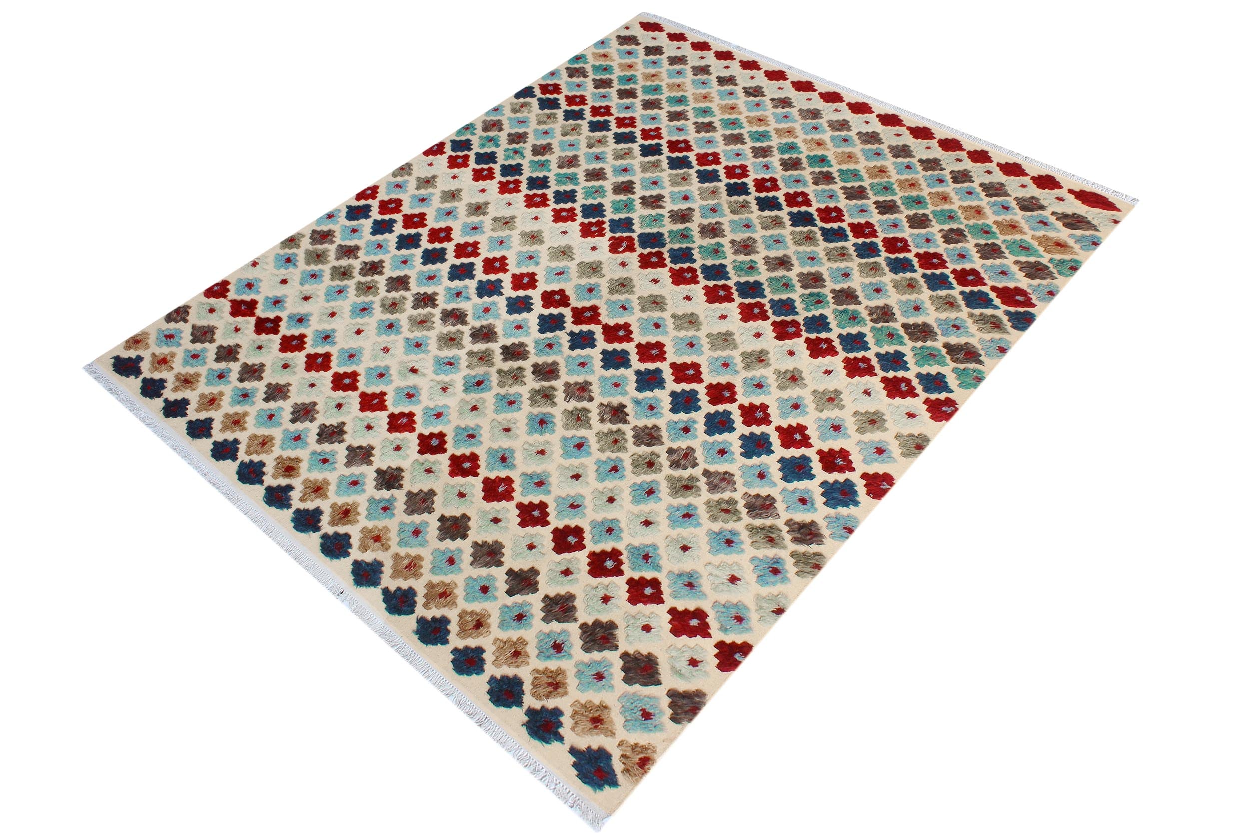 handmade Geometric Moroccan Hi Beige Red Hand Knotted RECTANGLE 100% WOOL area rug 9' x 12'