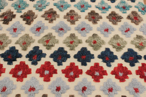 handmade Geometric Moroccan Hi Beige Red Hand Knotted RECTANGLE 100% WOOL area rug 9' x 12'