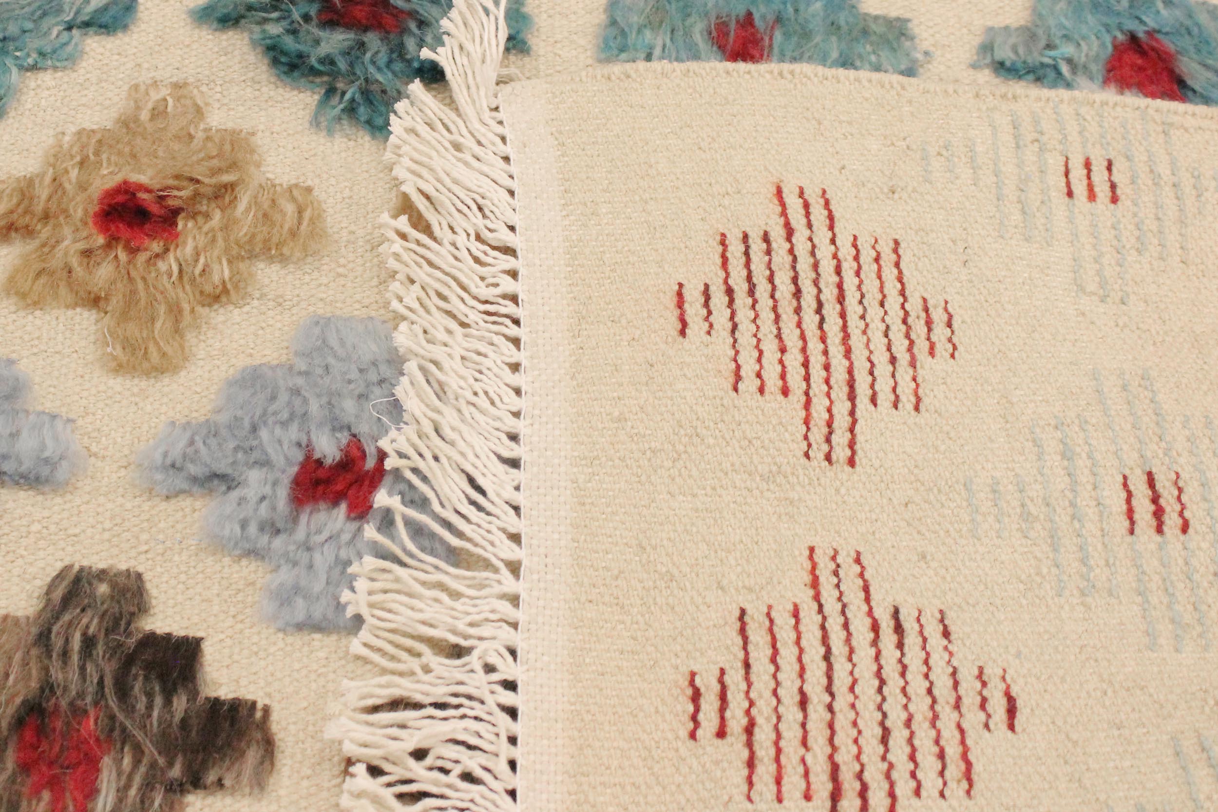 handmade Geometric Moroccan Hi Beige Red Hand Knotted RECTANGLE 100% WOOL area rug 9' x 12'