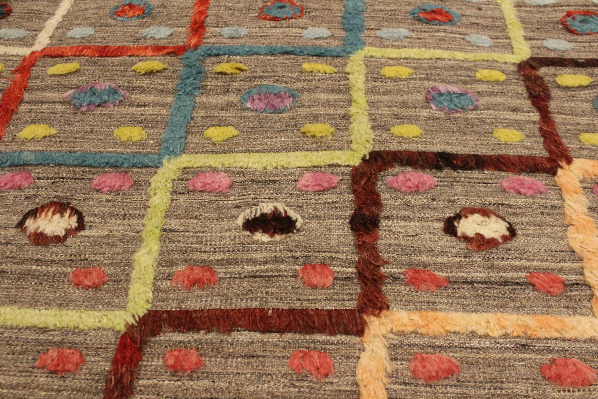 handmade Geometric Moroccan Hi Tan Blue Hand Knotted RECTANGLE 100% WOOL area rug 8' x 10'