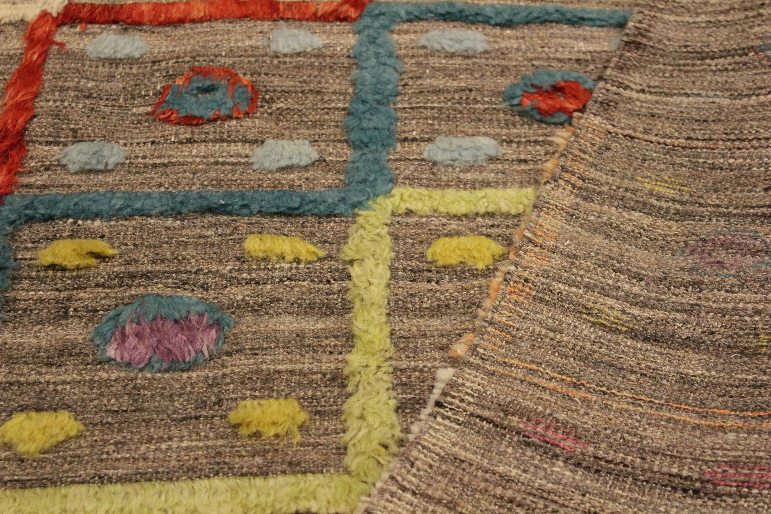 handmade Geometric Moroccan Hi Tan Blue Hand Knotted RECTANGLE 100% WOOL area rug 8' x 10'