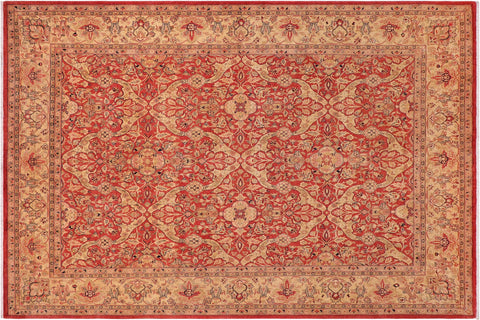 handmade Transitional Lahore Rust Gold Hand Knotted RECTANGLE 100% WOOL area rug 8' x 10'