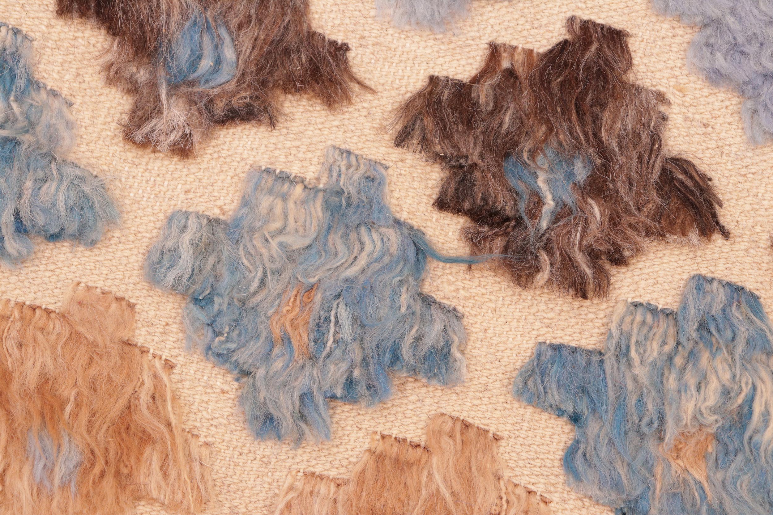 handmade Geometric Moroccan Hi Beige Blue Hand Knotted RECTANGLE 100% WOOL area rug 6' x 9'