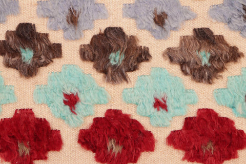 handmade Geometric Moroccan Hi Beige Blue Hand Knotted RECTANGLE 100% WOOL area rug 6' x 9'